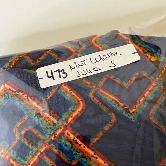 Lularoe Julia Sheath Midi Dress Printed Short Sleeve Women Blue Geometric S NWT - Picture 6 of 6